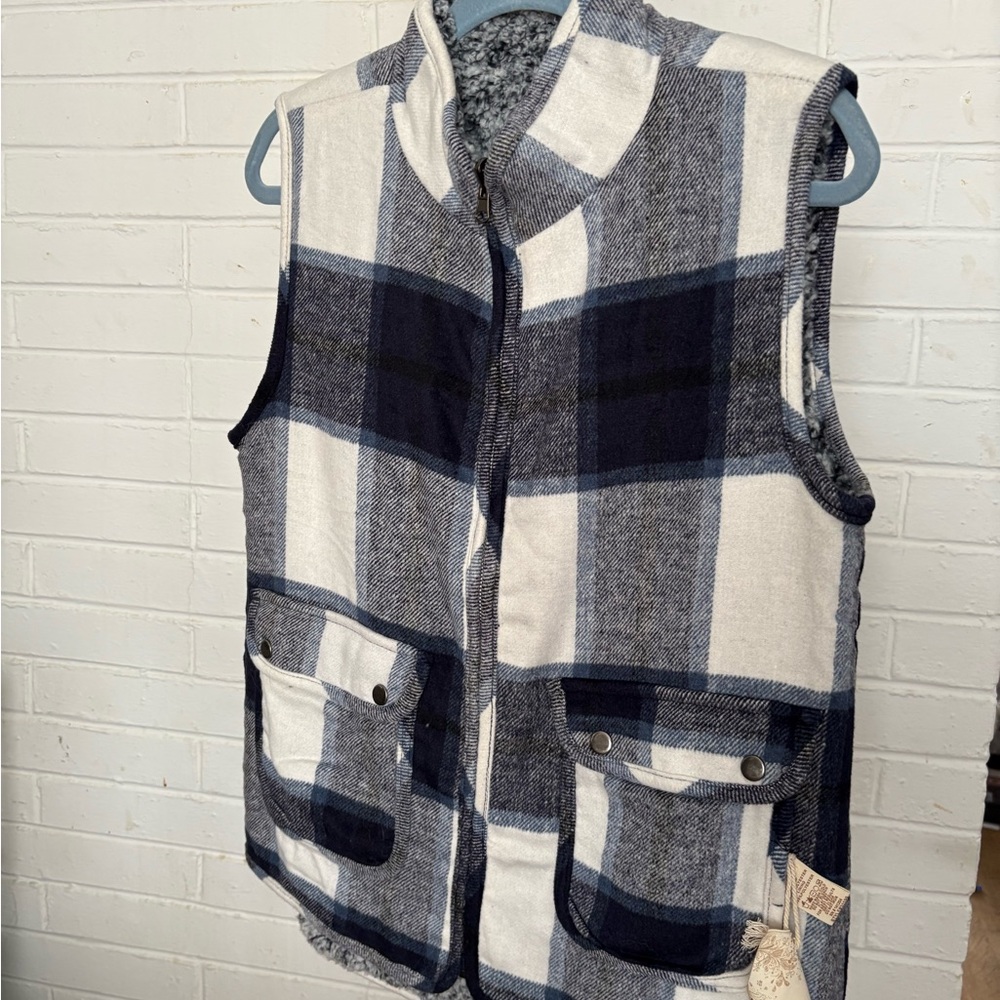 Hem & Thread Blue and White Plaid Vest